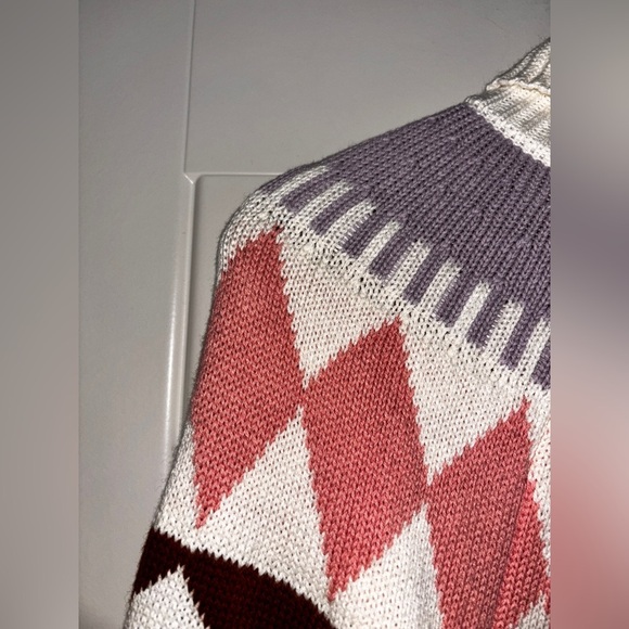 Free Assembly | Egret Ivory Fair Isle Sweater‎ Mini Dress Women L Winter Cozy - Picture 4 of 11